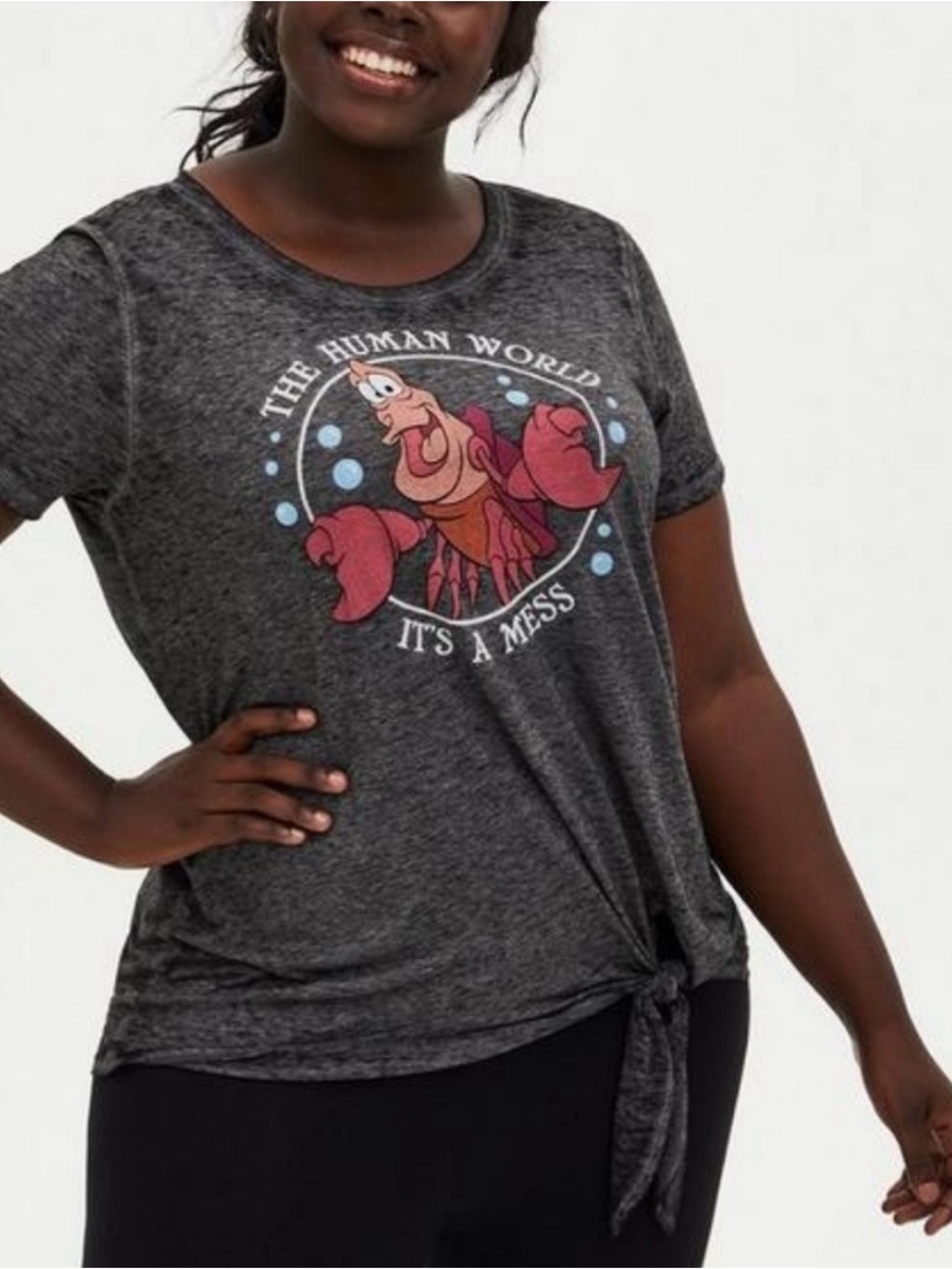 Torrid Disney Little Mermaid Sebastian Burnout Side Tie Tee Size 6